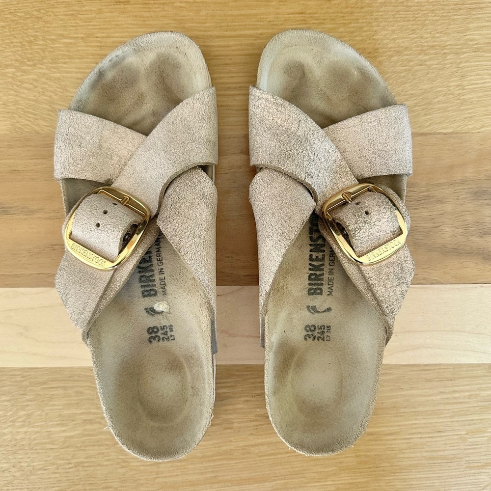 BIRKENSTOCK Siena Big Buckle Sandal EU 38 Taupe Metallic